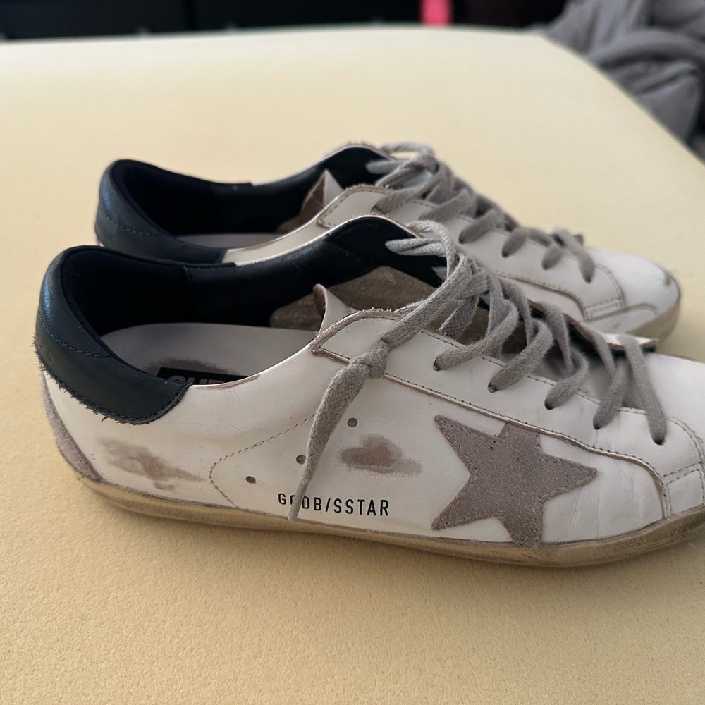 Golden Goose White and Gray Sneakers
